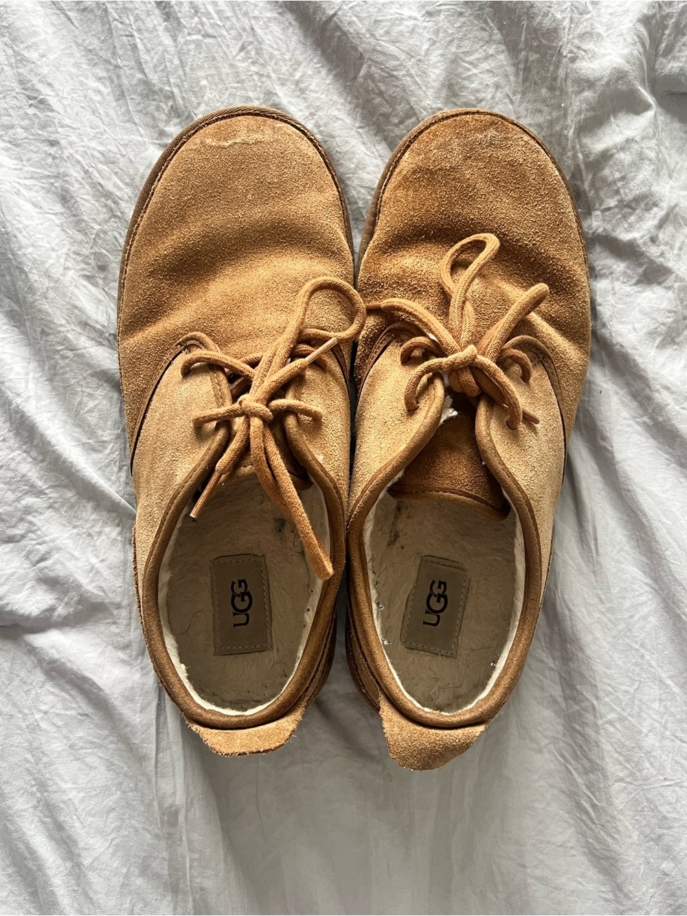 UGG Suede Lace-Up Shoes in Chestnut Tan